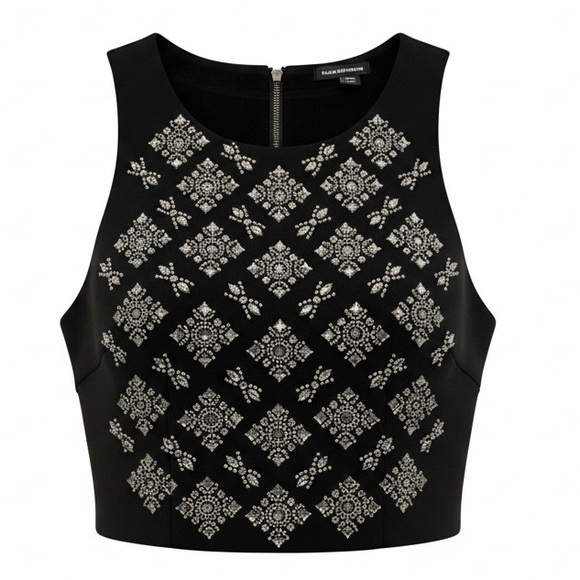 Club Monaco Tops - Club Monaco Black Crop Top with Silver Beaded Accents